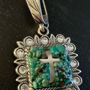 Silver and Turquoise Cross Pendant